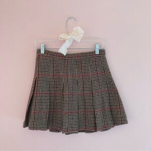 Breath of Youth brown plaid mini skirt